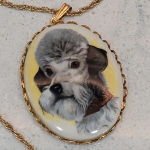 Vintage Poodle/Schnauzer Portrait Cameo Necklace